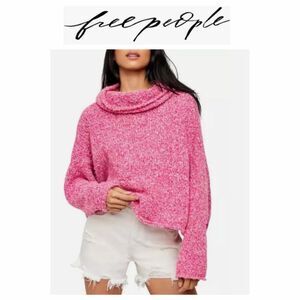 Free People Prickly Pear Pink Cowl Neck Cropped Sweater